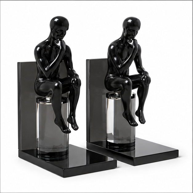 Modern Thinker Bookends Abstract Sculpture 2-Piece Set Black (YM2267)