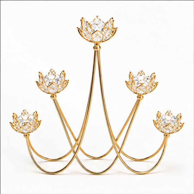Luxury 5-Arm Gold Crystal Candelabra (YM2271)