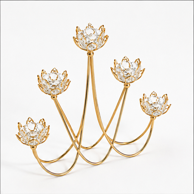 Luxury 5-Arm Gold Crystal Candelabra (YM2271)