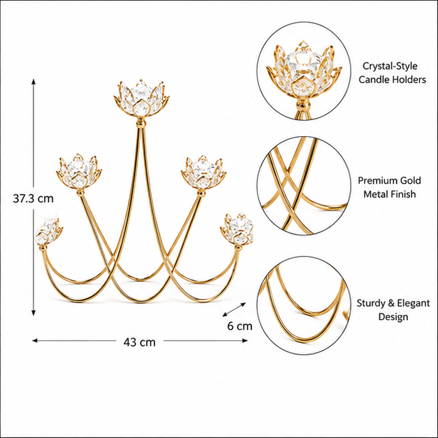 Luxury 5-Arm Gold Crystal Candelabra (YM2271)
