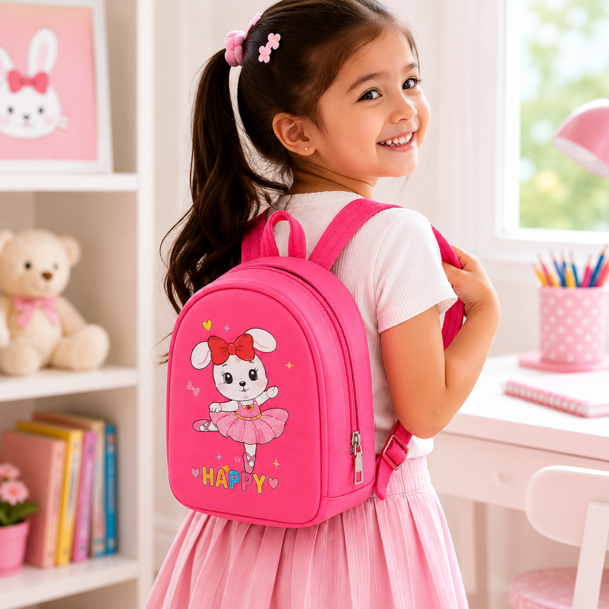 Cute Pink Bunny Kids Mini Backpack(YM1171)