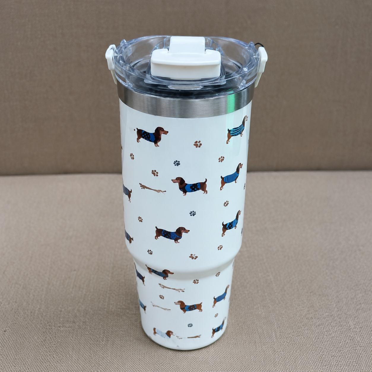 Insulated Tumbler with Ribbon Design - Cream (YM2202)