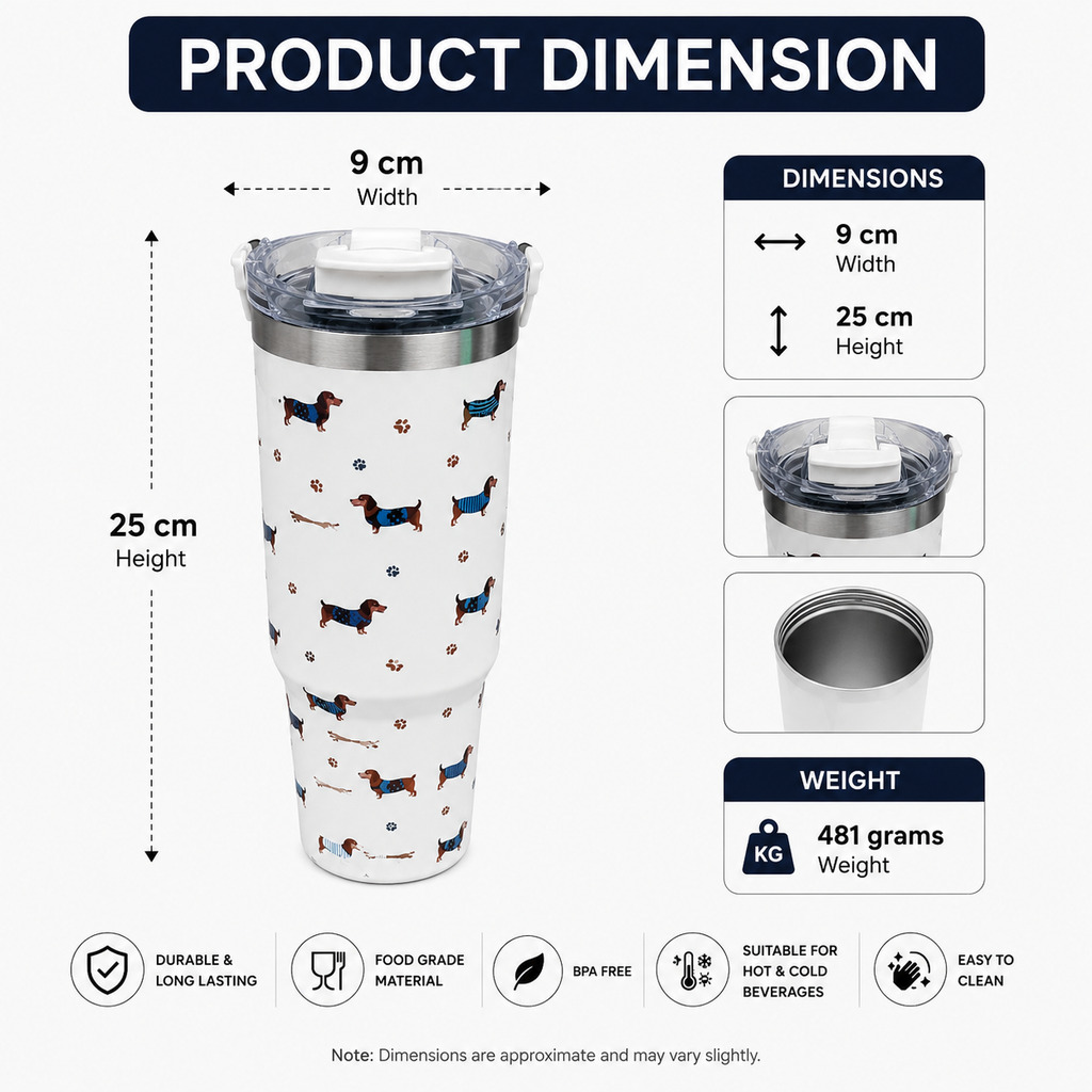 Insulated Tumbler with Ribbon Design - Cream (YM2202)