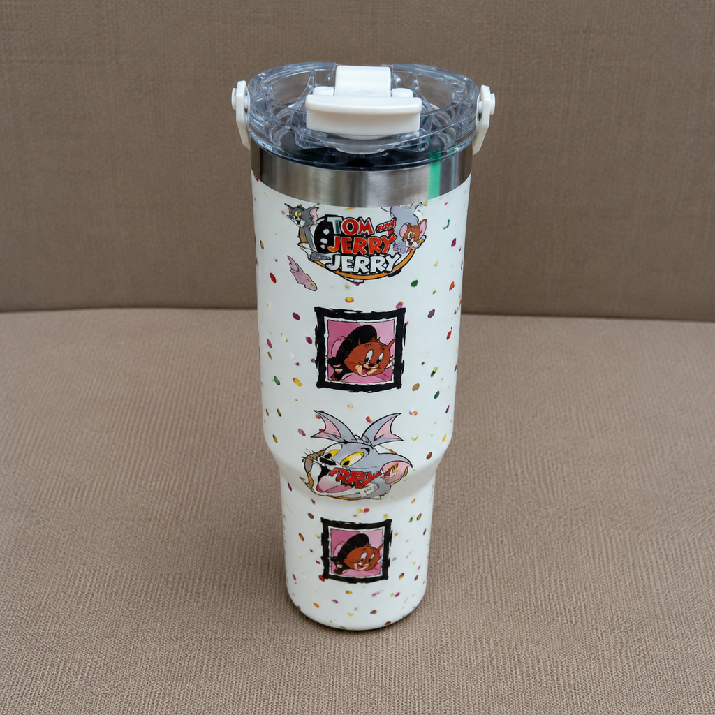 Insulated Tumbler with Cream & Ribbon Design (YM2202)