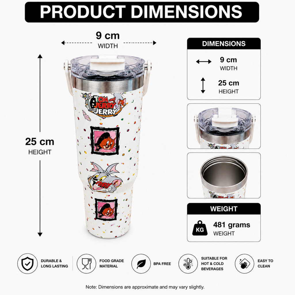 Insulated Tumbler with Cream & Ribbon Design (YM2202)