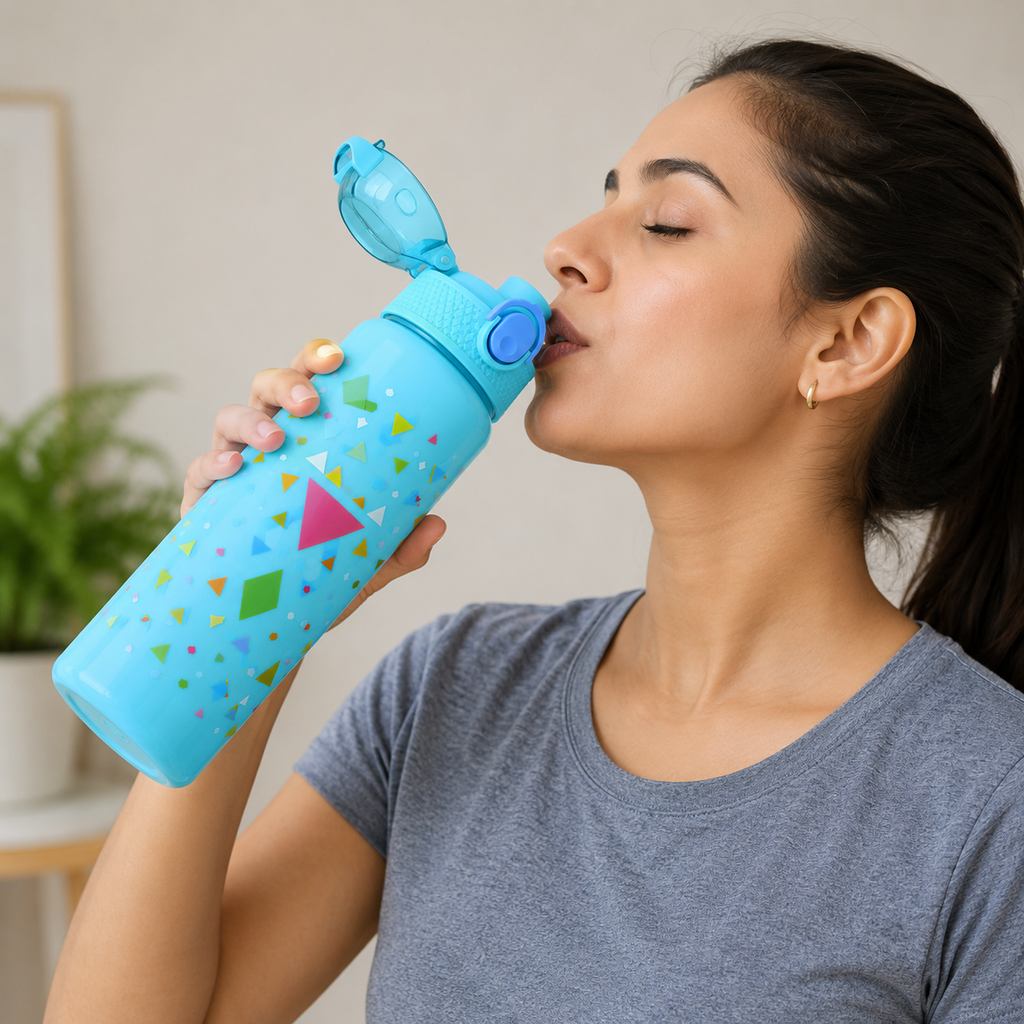 Kids Lightweight Sports Water Bottle with Flip Lid - Sky Blue (YM633)