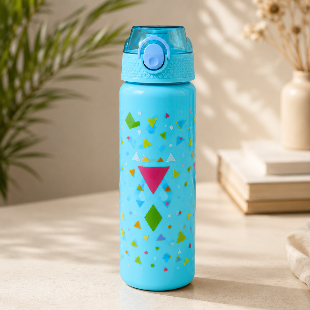 Kids Lightweight Sports Water Bottle with Flip Lid - Sky Blue (YM633)