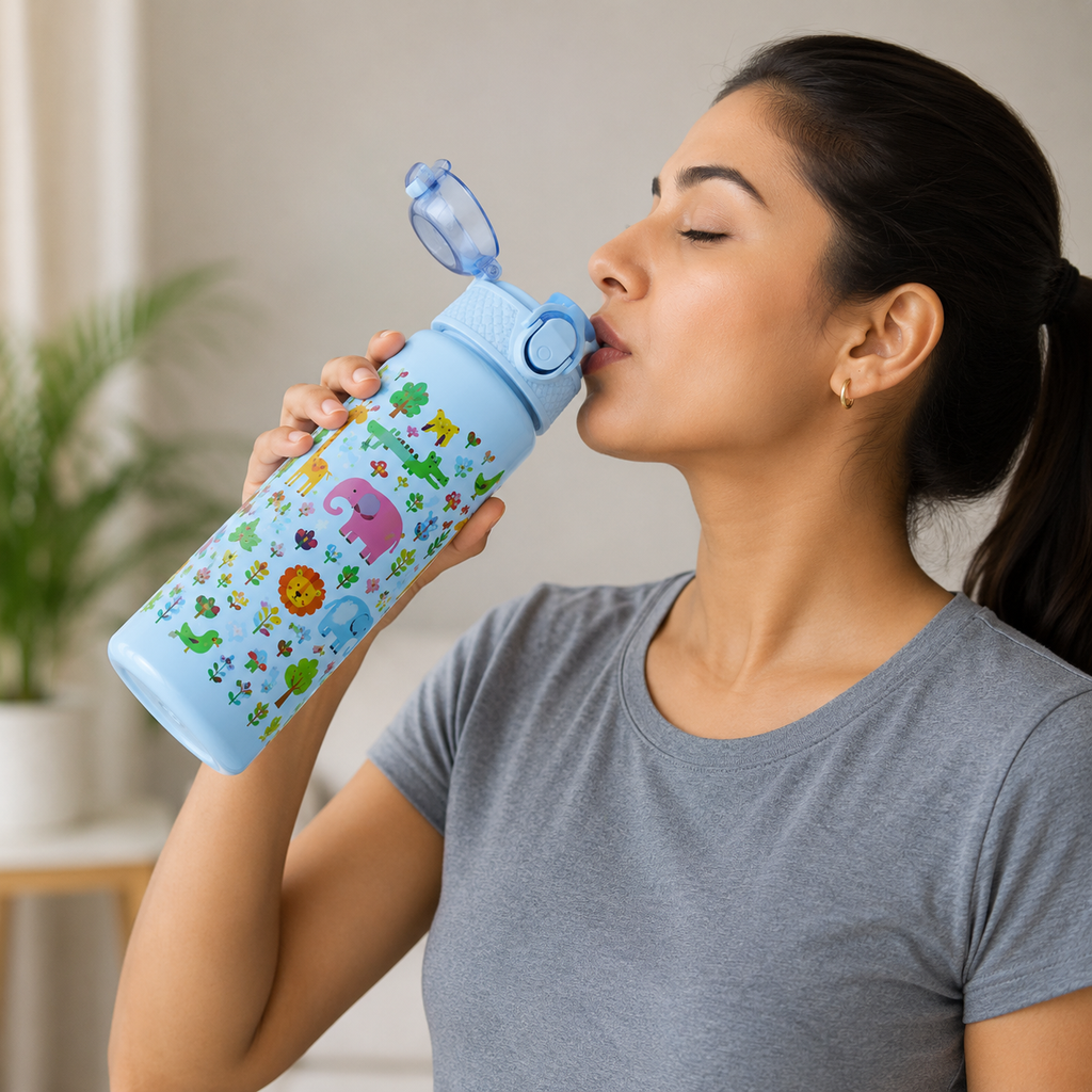 Kids Lightweight Sports Water Bottle with Flip Lid - Blue (YM633)