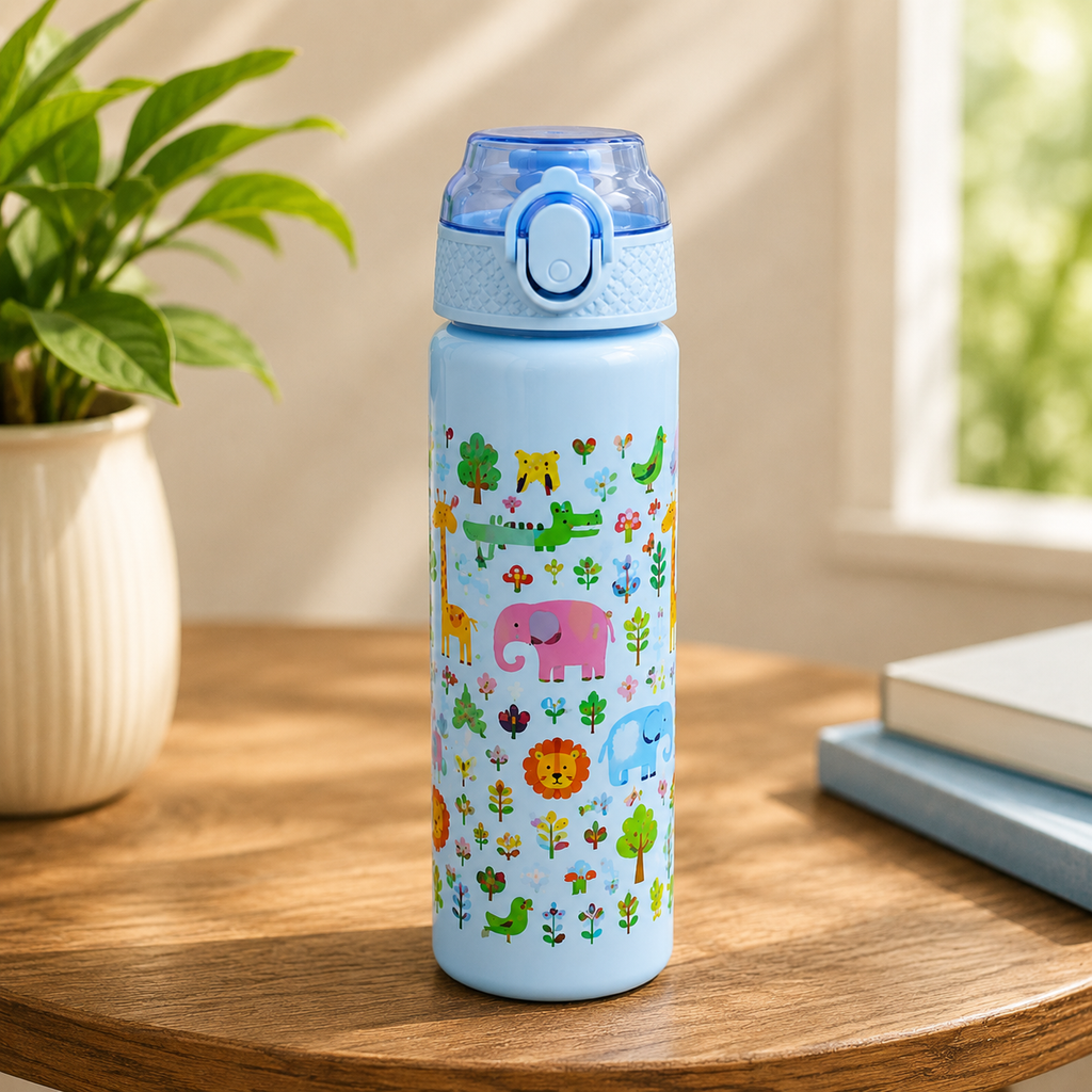 Kids Lightweight Sports Water Bottle with Flip Lid - Blue (YM633)