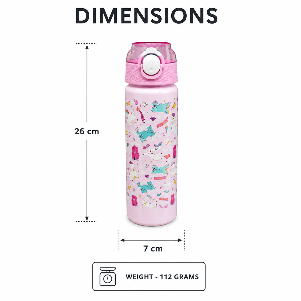 Kids Lightweight Sports Water Bottle with Flip Lid - Pink (YM633)