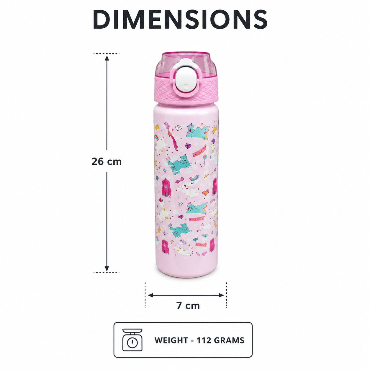 Kids Lightweight Sports Water Bottle with Flip Lid - Pink (YM633)