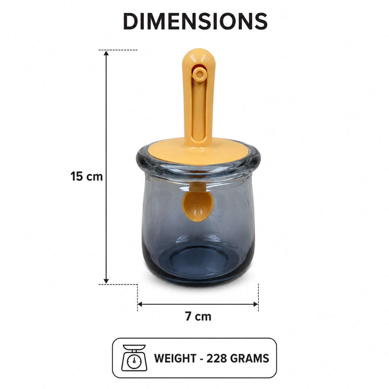 Glass Seasoning Jar with Spoon Orange (YM1363)