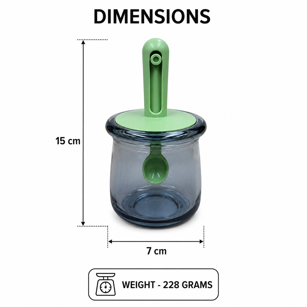 Glass Seasoning Jar with Spoon Green (YM1363)