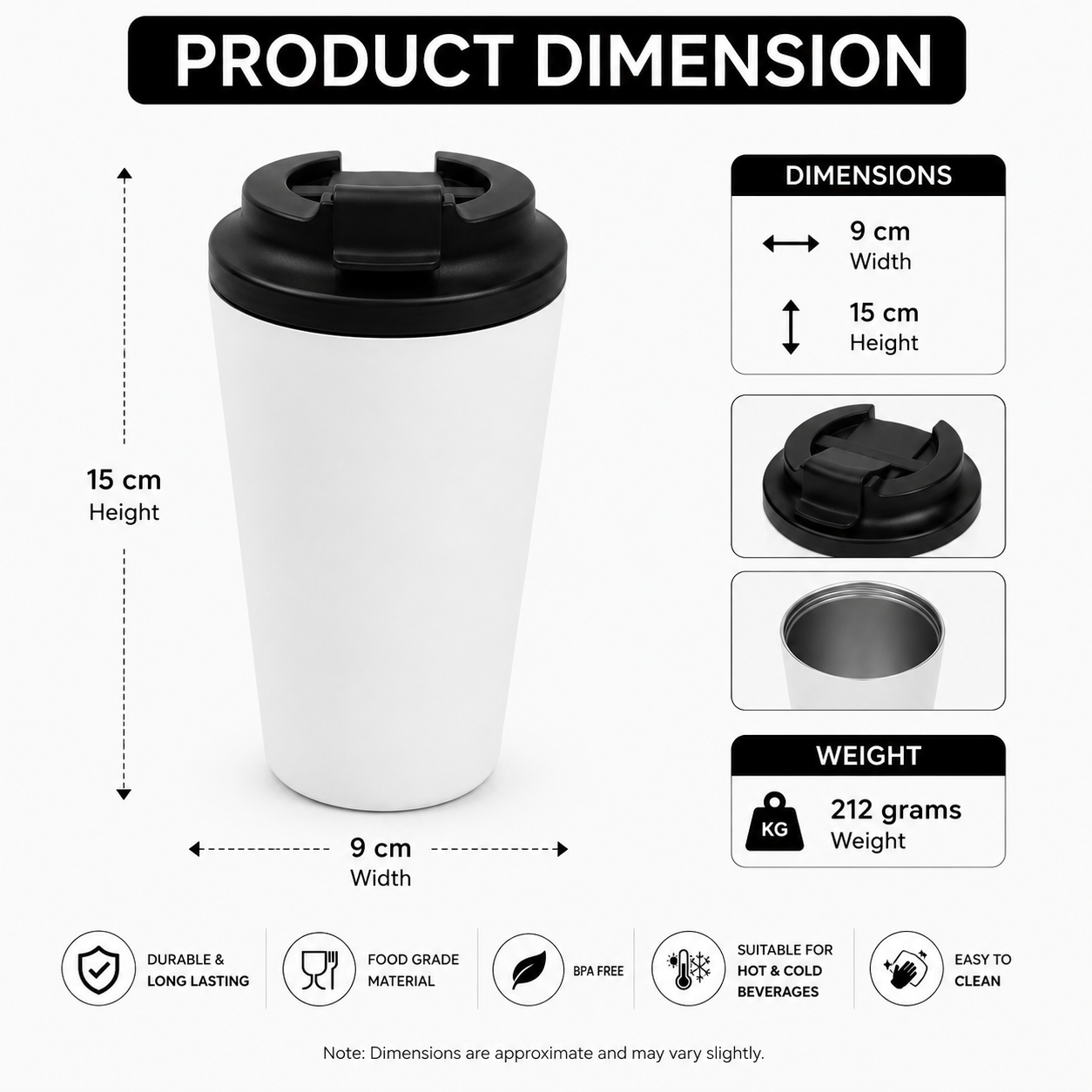 Premium White Travel Tumbler with Flip Lid (YM1512)