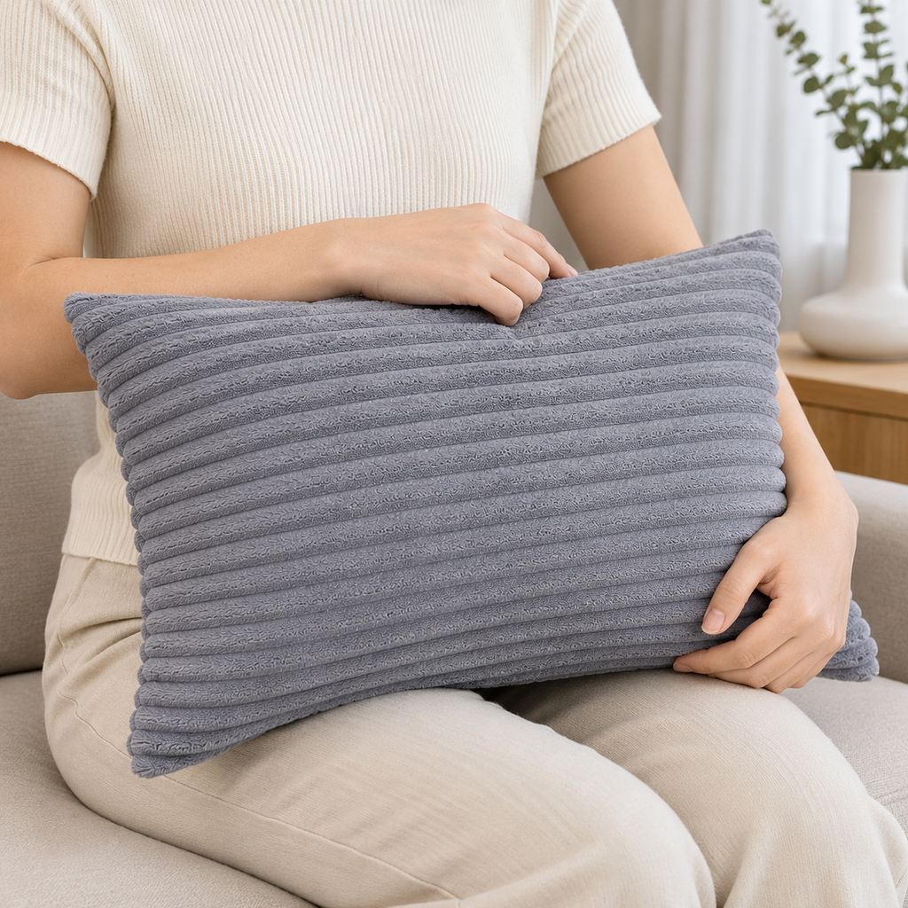 Grey Ribbed Decorative Cushion(YM1864)