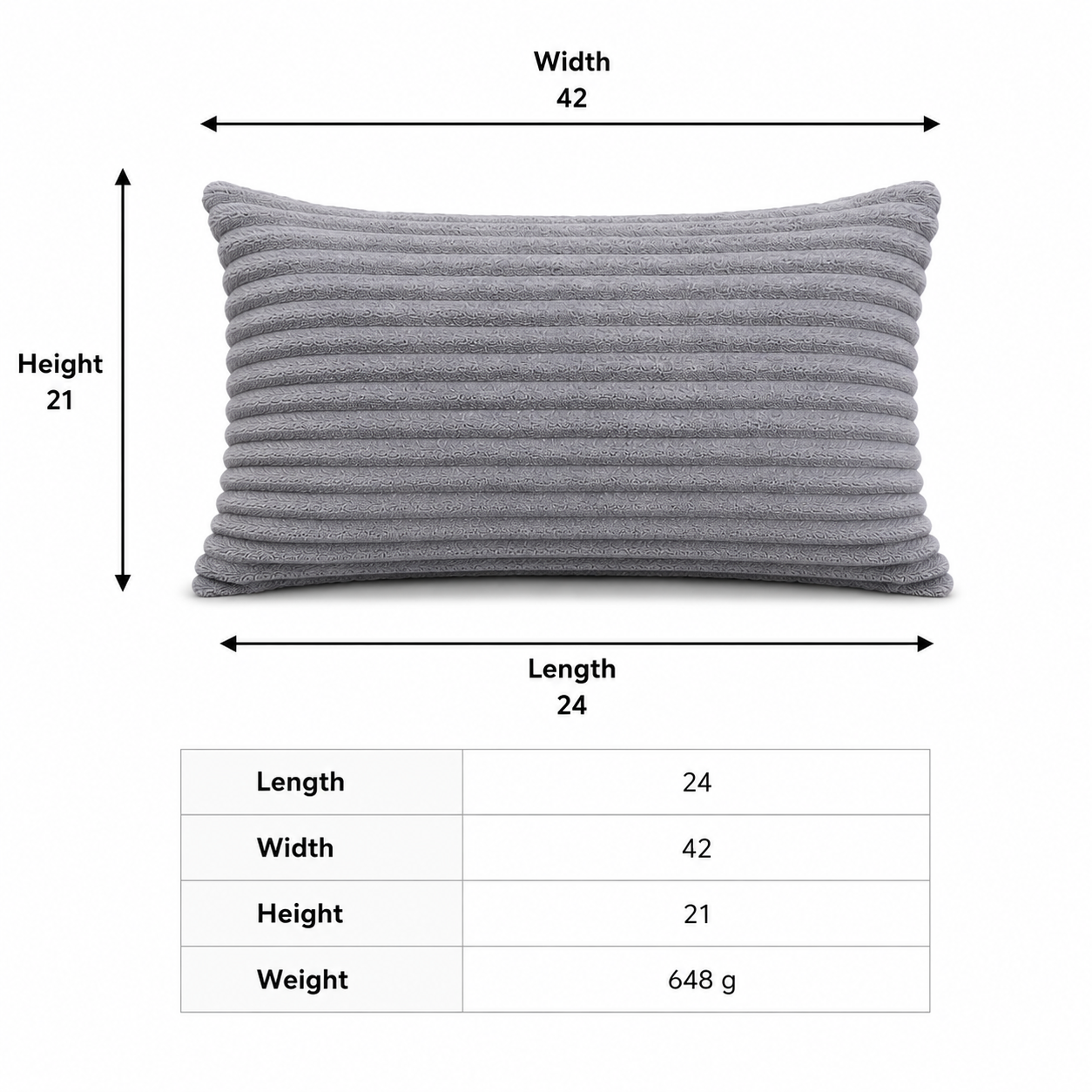 Grey Ribbed Decorative Cushion(YM1864)