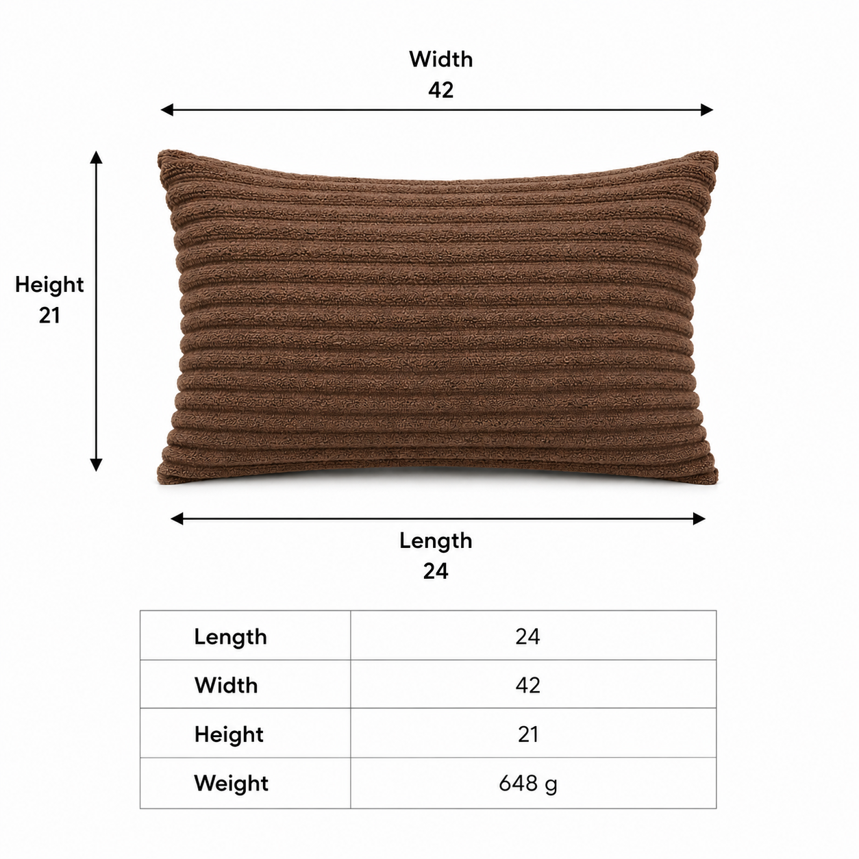 Brown Ribbed Decorative Cushion(YM1864)