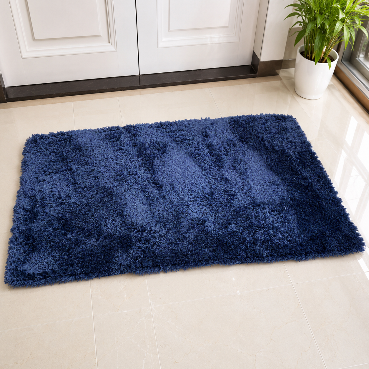 Dark Blue Plush Floor Mat (YM2586)