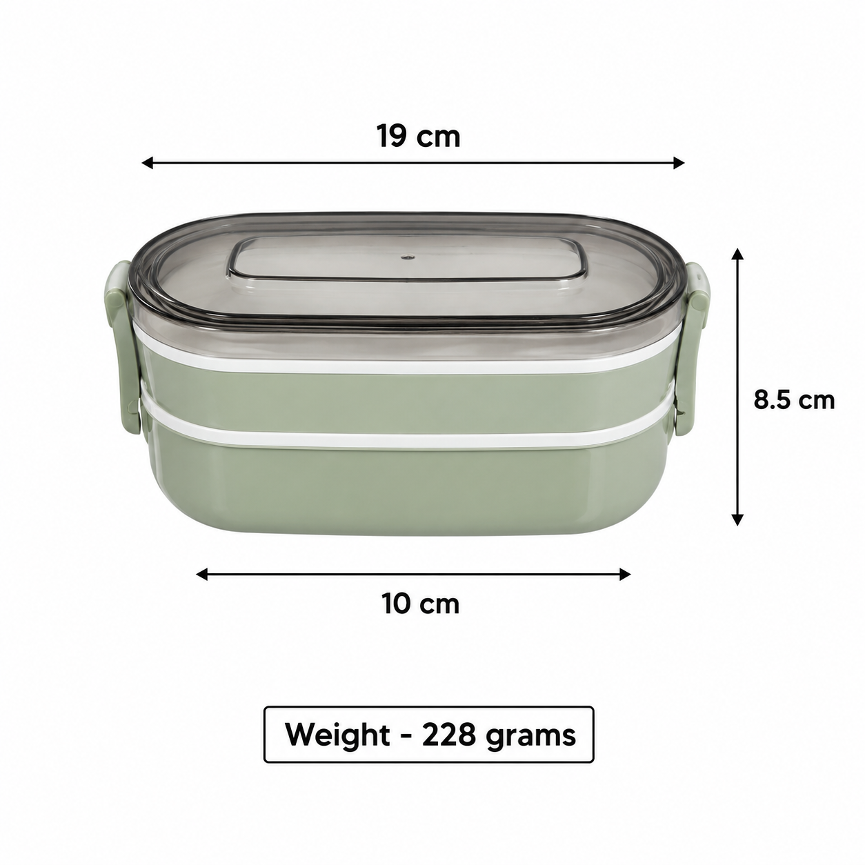 Double Layer Airtight Lunch Box - Sage Green (YM689)
