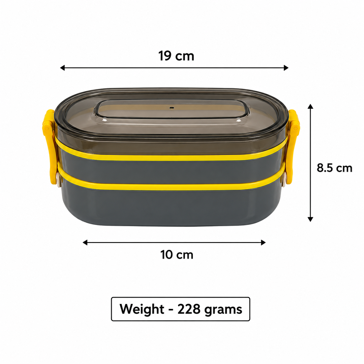 Double Layer Airtight Lunch Box - Yellow (YM689)
