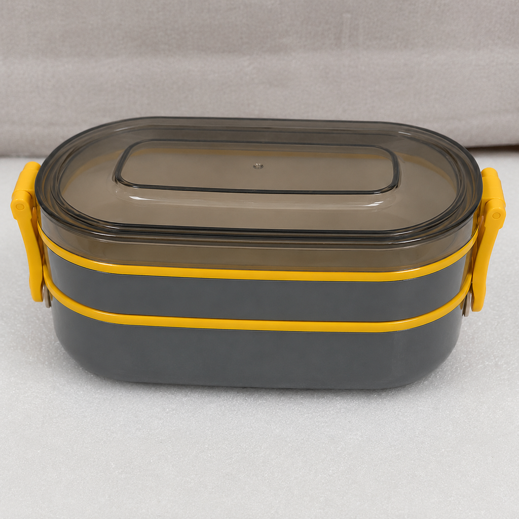 Double Layer Airtight Lunch Box - Yellow (YM689)