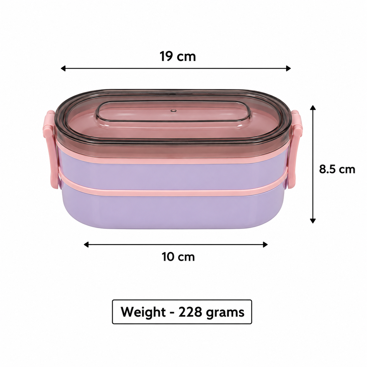Double Layer Airtight Lunch Box - Pink (YM689)