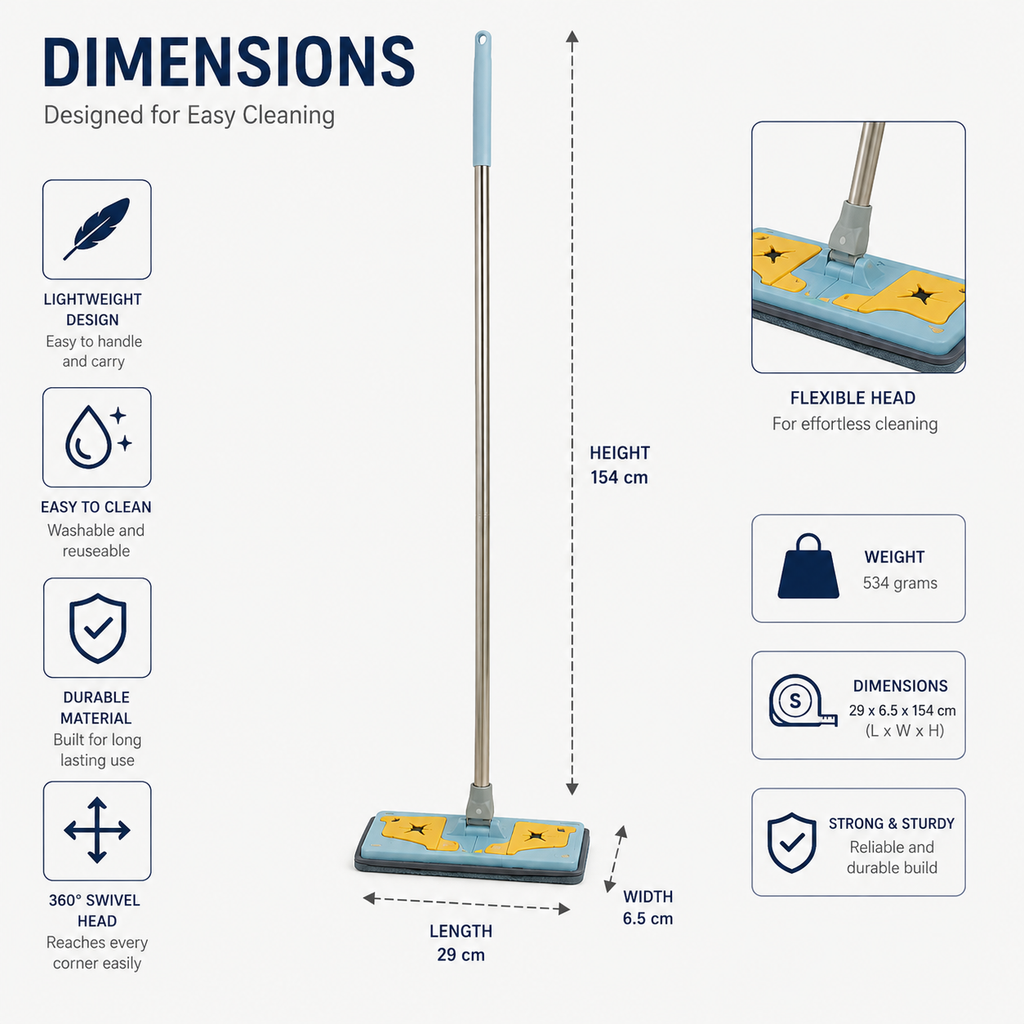 Flat Mop with Long Handle (YM345)
