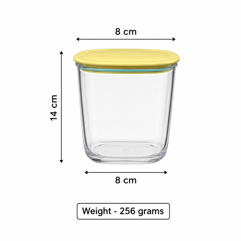 Square Airtight Food Storage Container with Yellow Lid - 500ml (YM2136)
