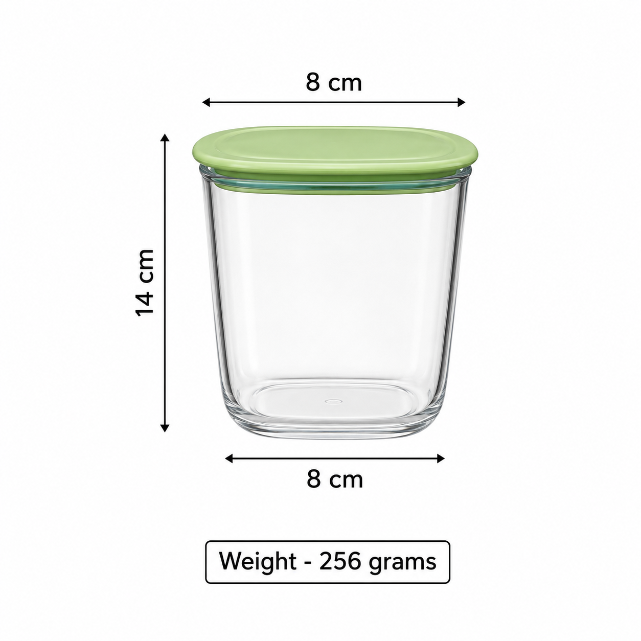 Square Airtight Food Storage Container with Green Lid (YM2136)