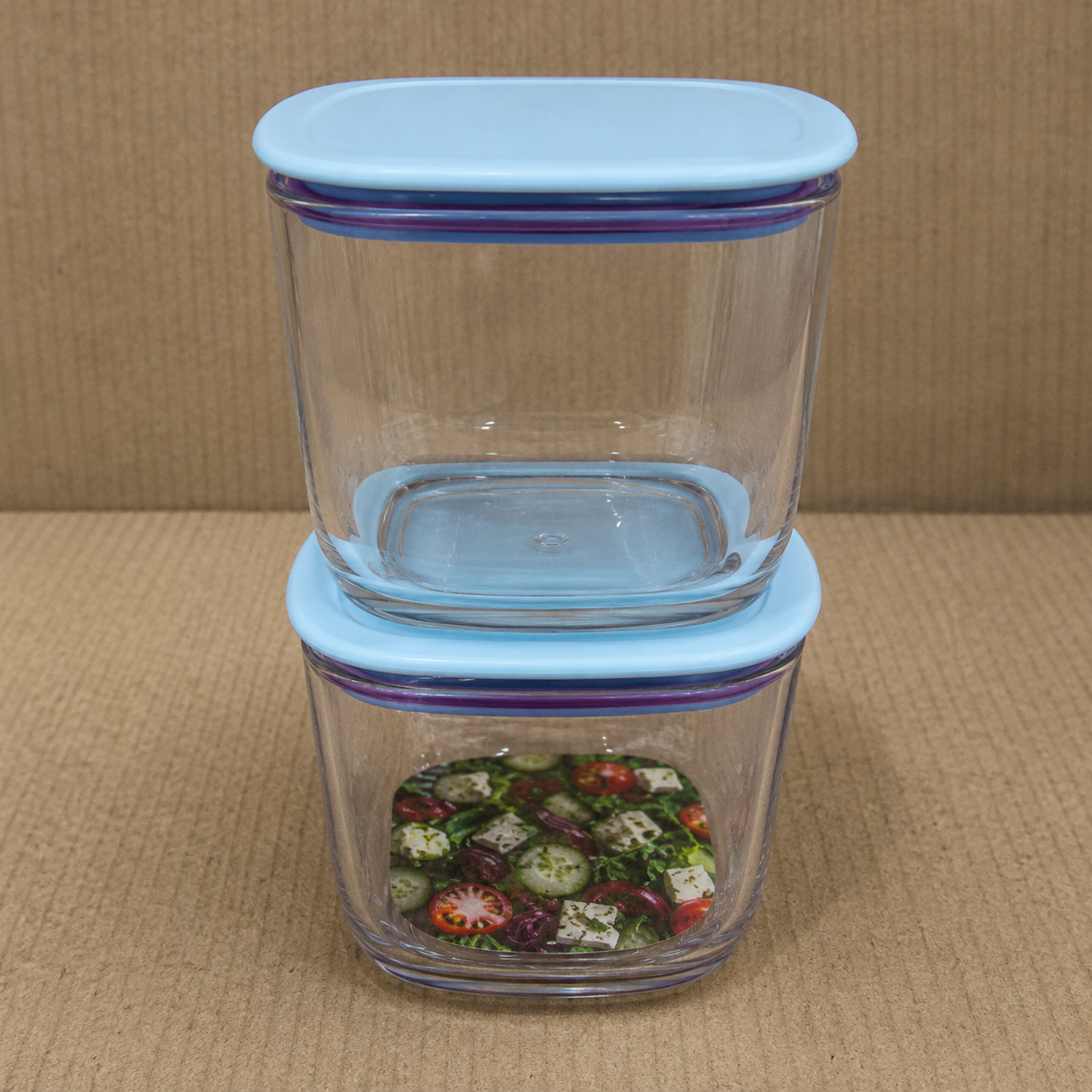 Square Airtight Food Storage Container with Blue Lid (YM2136)