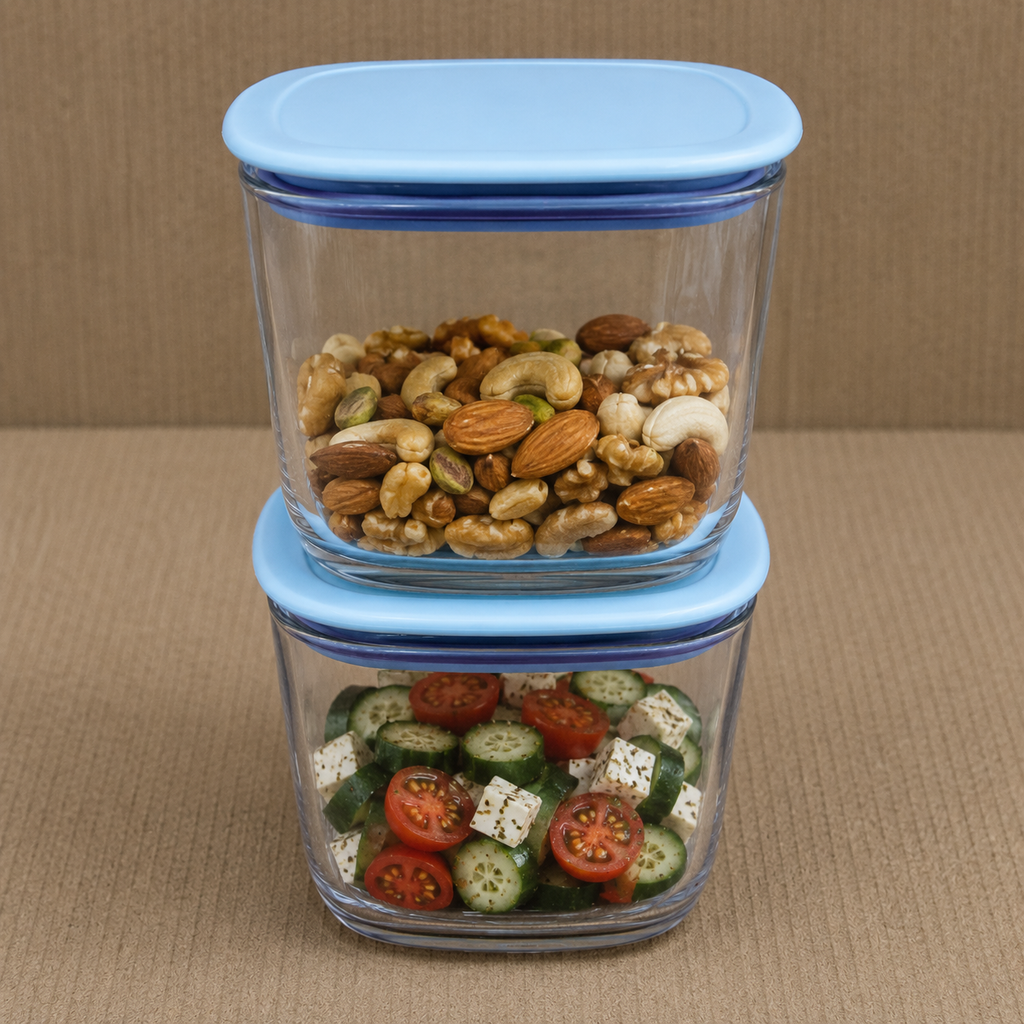 Square Airtight Food Storage Container with Blue Lid (YM2136)