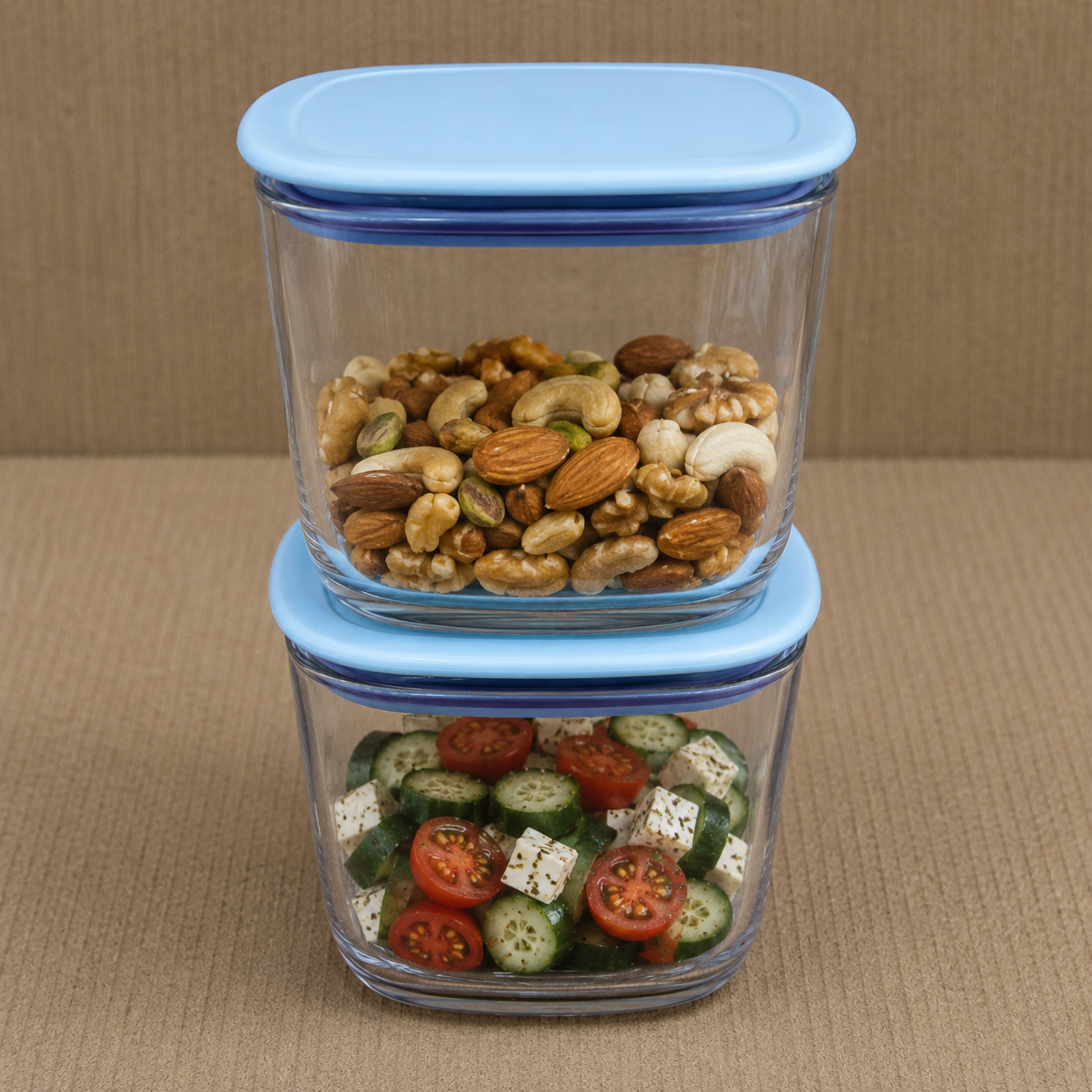 Square Airtight Food Storage Container with Blue Lid (YM2136)