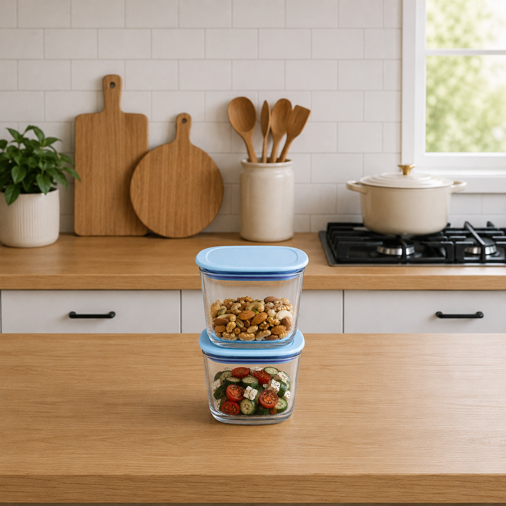 Square Airtight Food Storage Container with Blue Lid (YM2136)