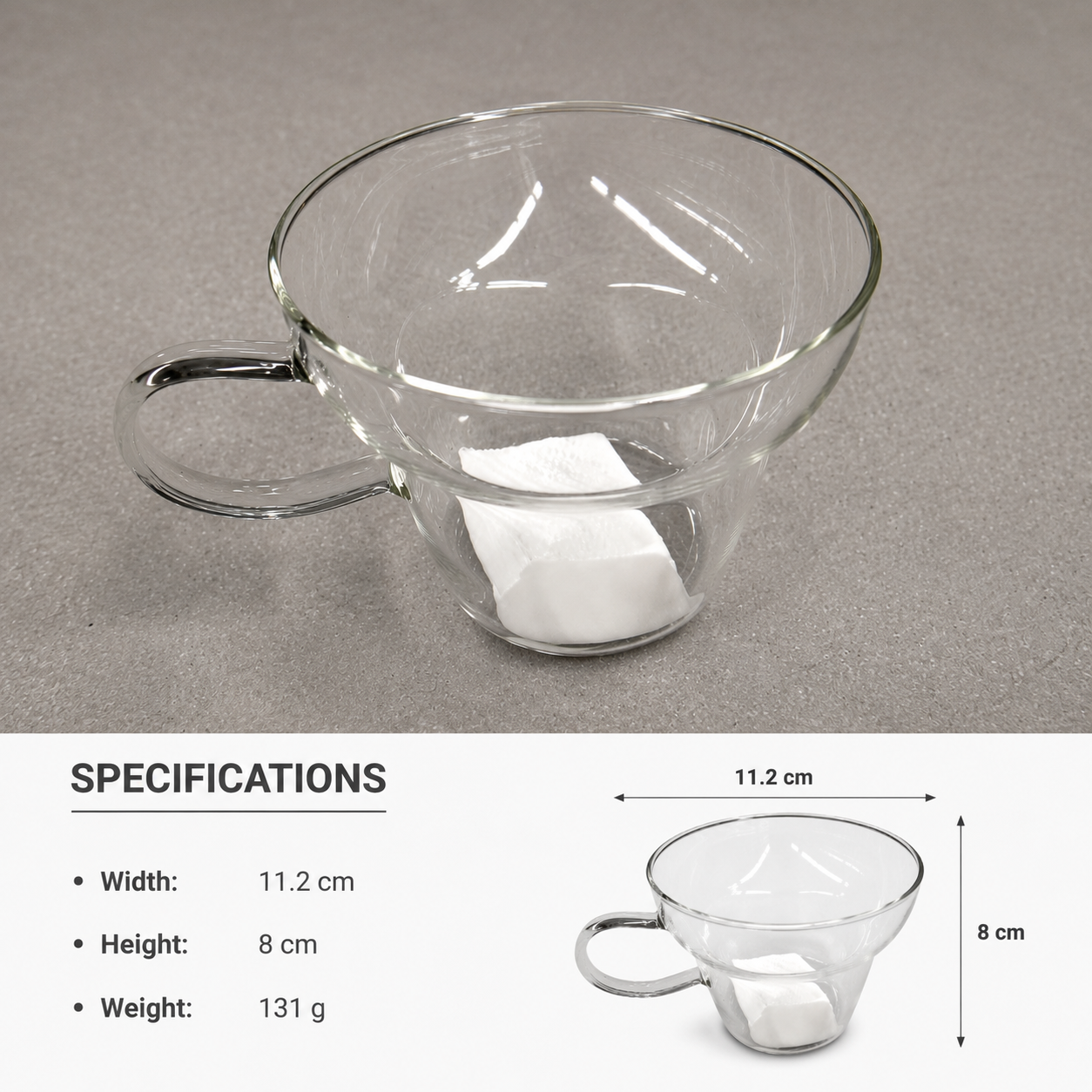 White Glass Tea Cup with Handle(YM1689)