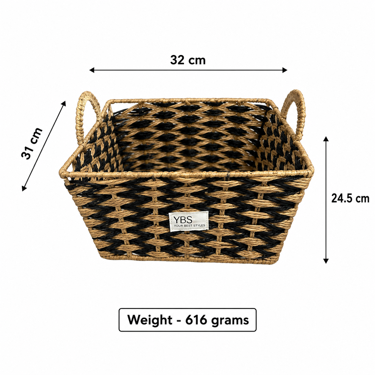 Black large Rope & Jute Laundry Basket (YM915)