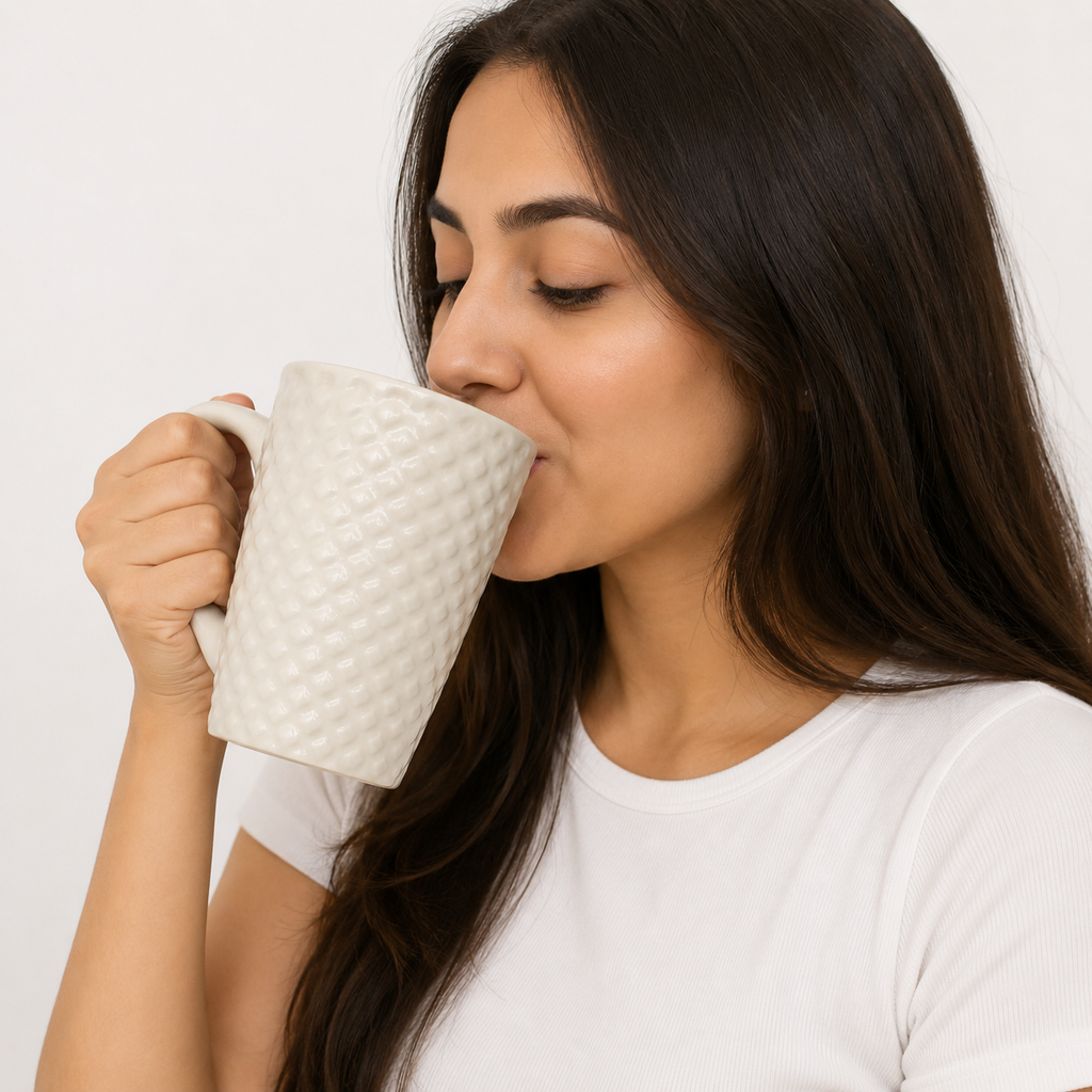 Dot Textured Cream Ceramic Coffee Mug(YM781)