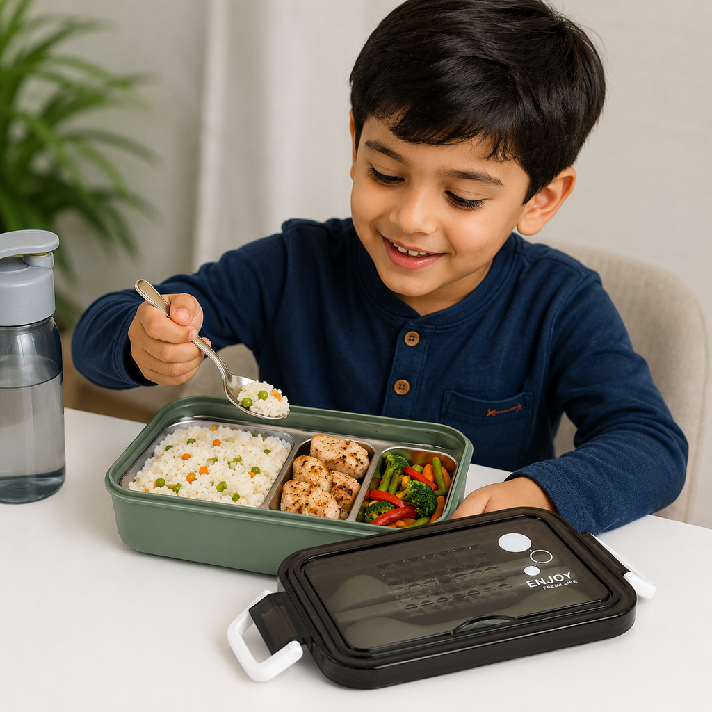 Green Kids Lunch Box for School and Travel (YM691)
