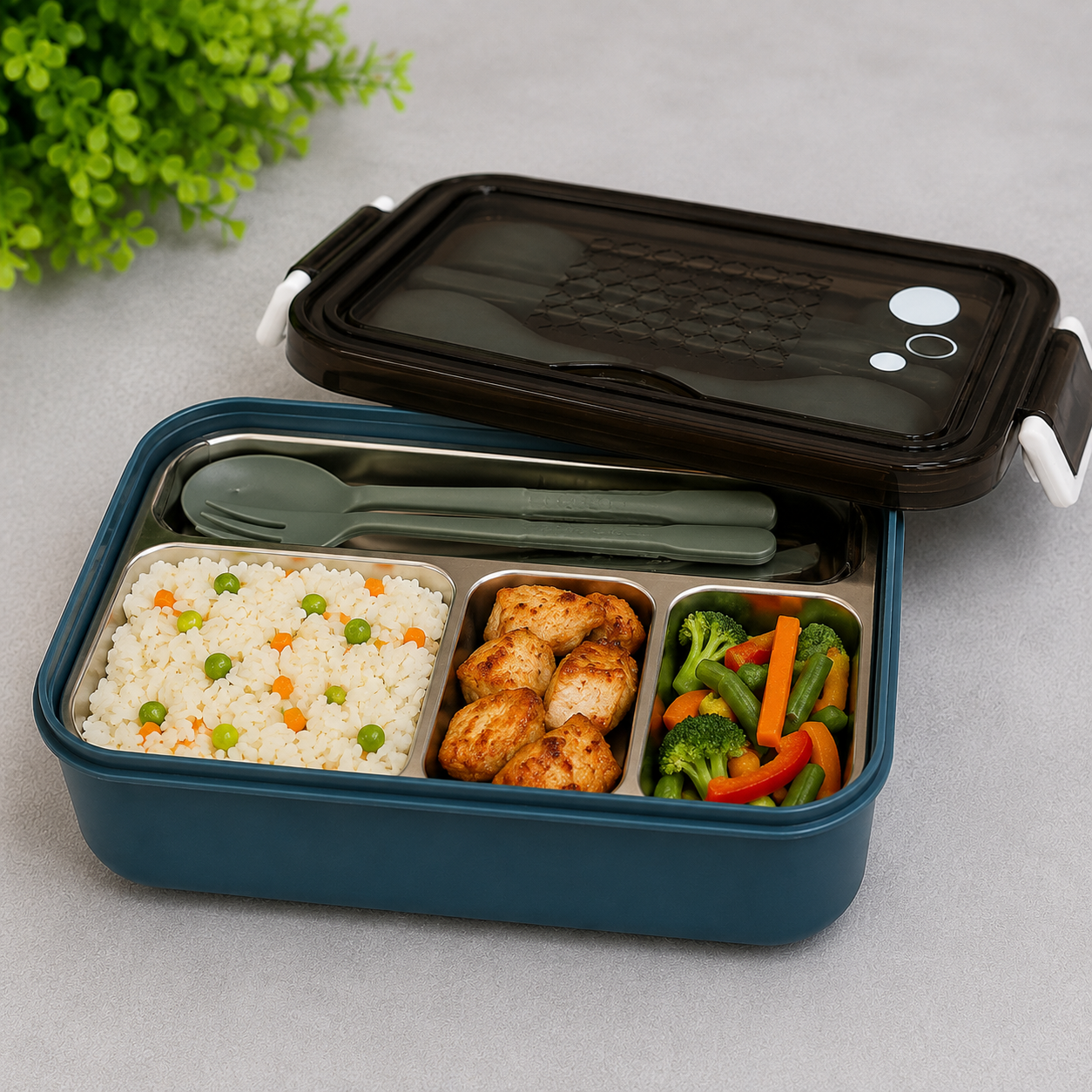 Blue Kids Lunch Box for School and Travel (YM691)