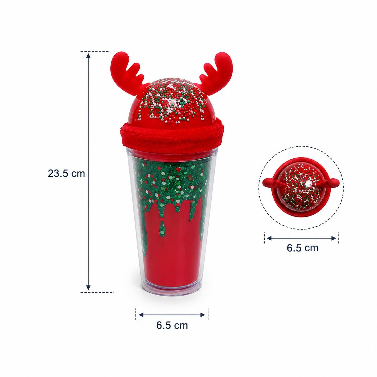 Red Plastic Sipper Bottle with Fun Dessert Lid (YM650)
