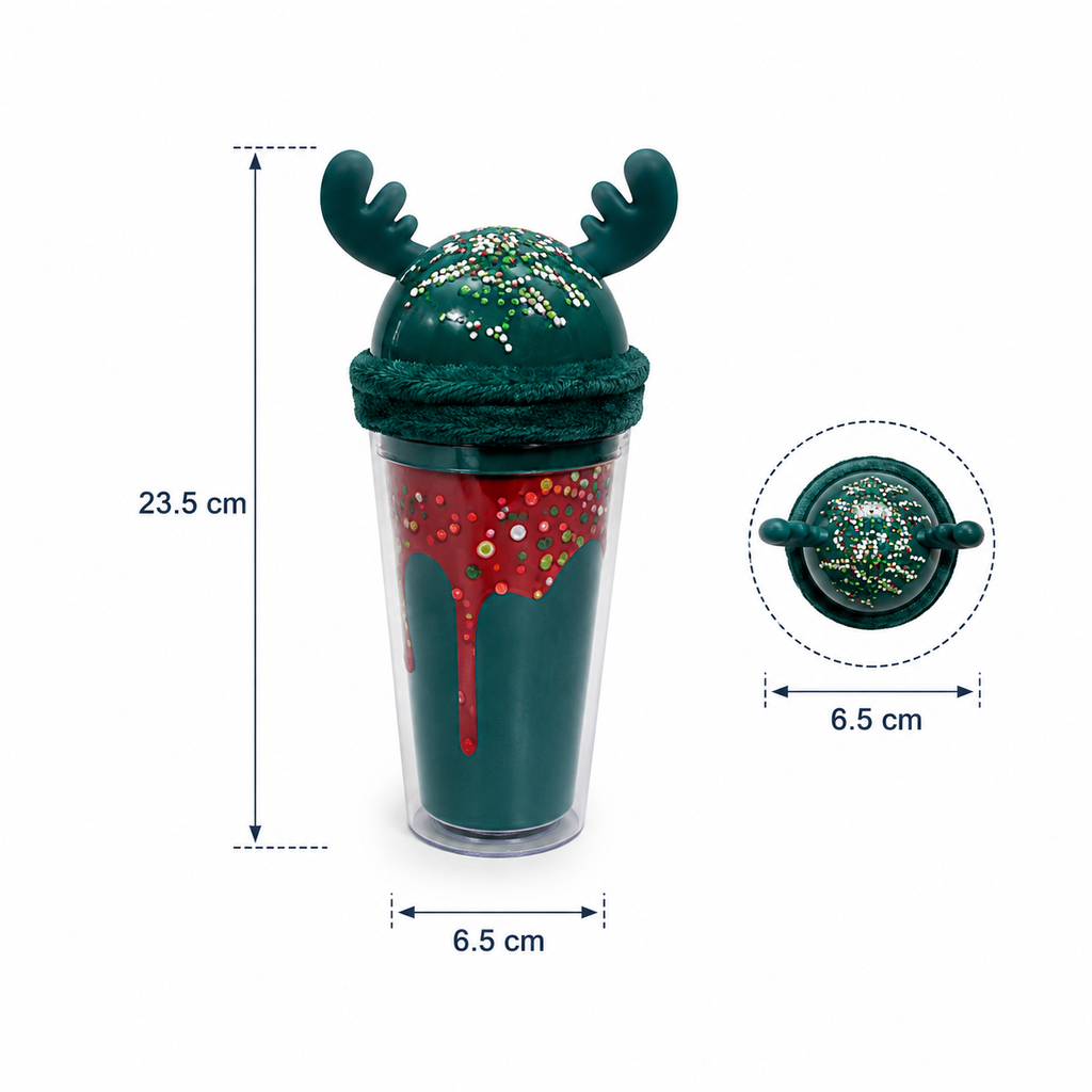 Green Plastic Sipper Bottle with Fun Dessert Lid (YM650)
