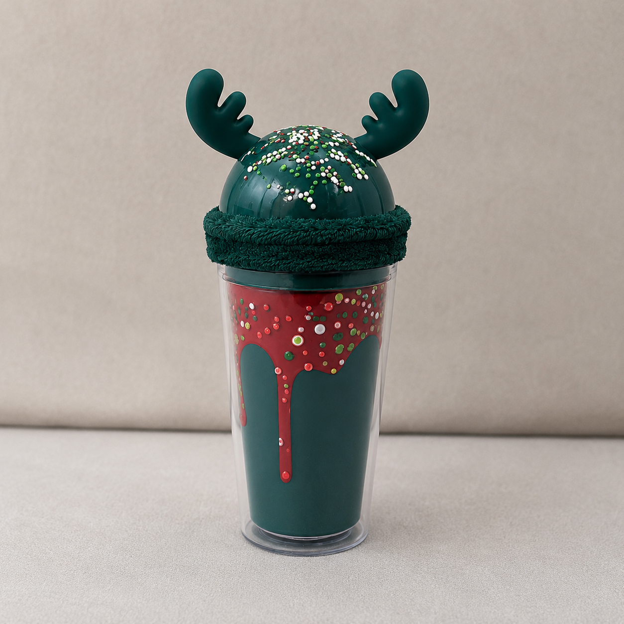 Green Plastic Sipper Bottle with Fun Dessert Lid (YM650)