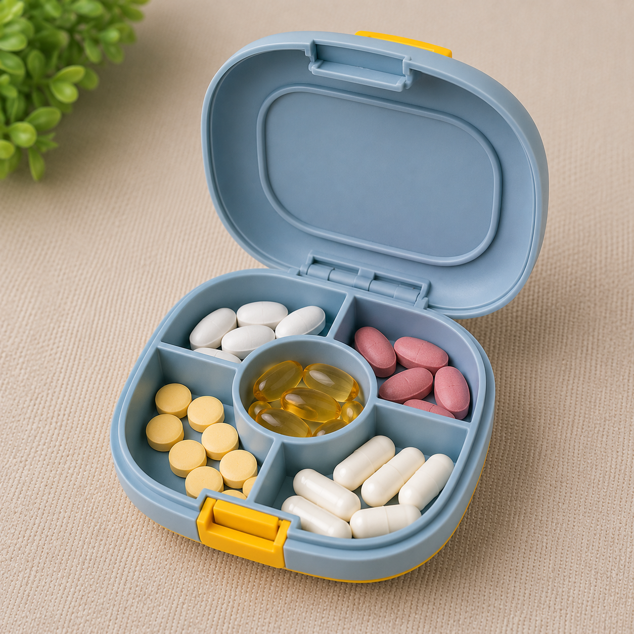 Portable Weekly Pill Organizer Box - Blue(YM2139)