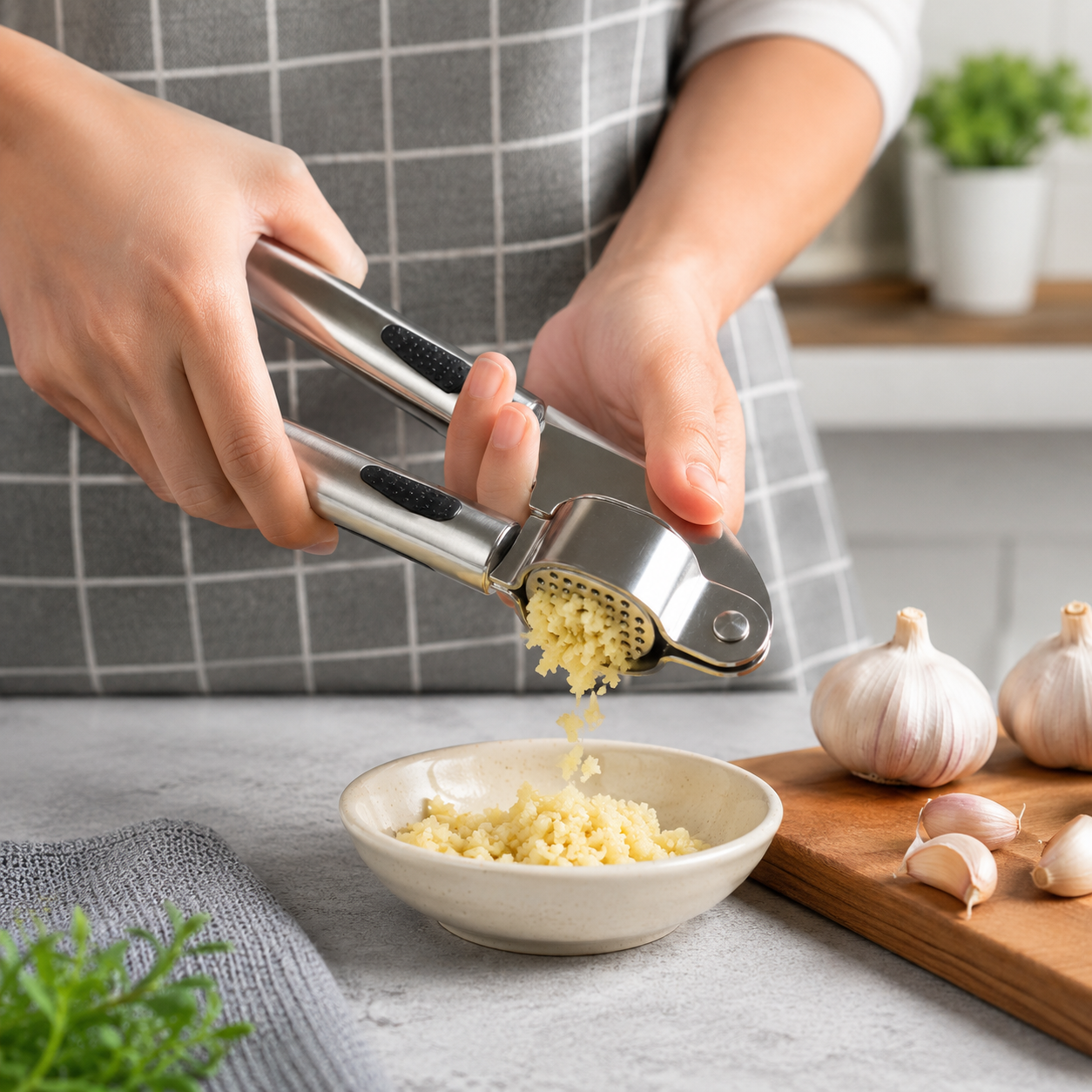 Stainless Steel Garlic Press & Crusher Tool(YM181)