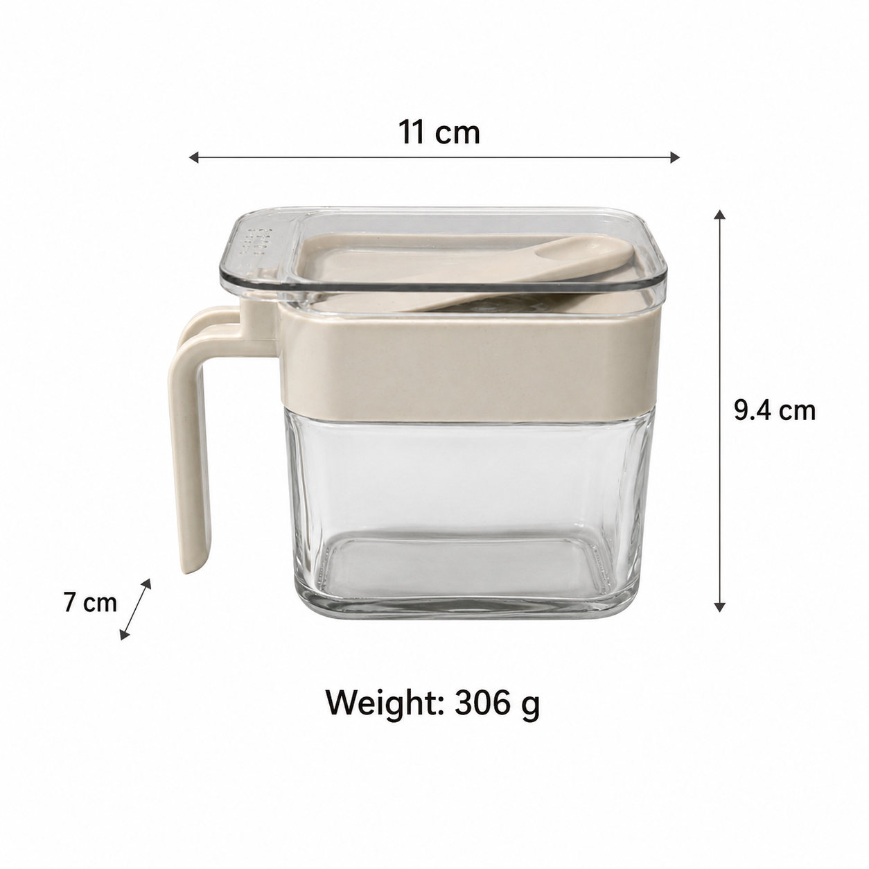 Glass Seasoning Jar with Handle and Spoon(YM1262)