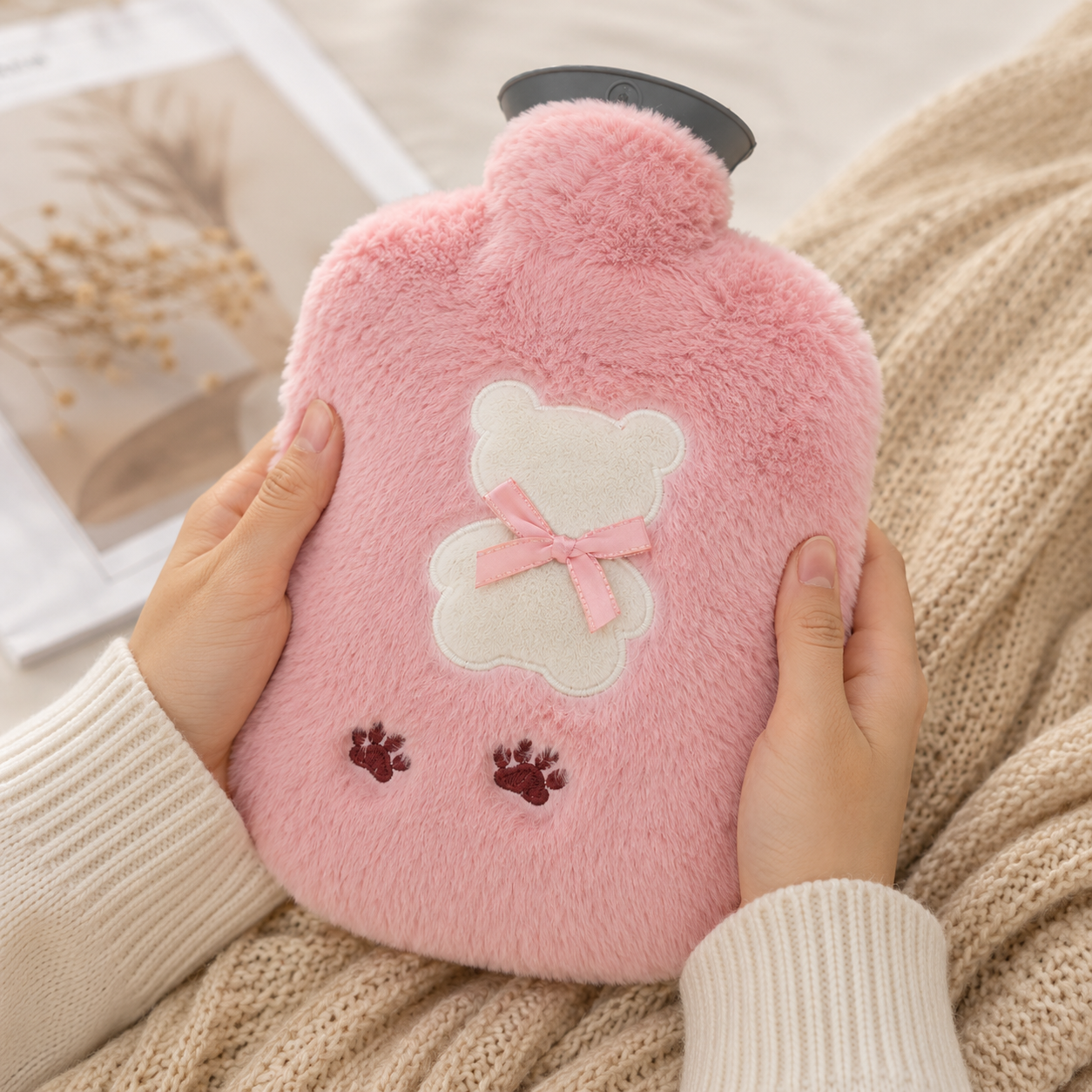 Pink Plush Hot Water Bag Cover (YM902)