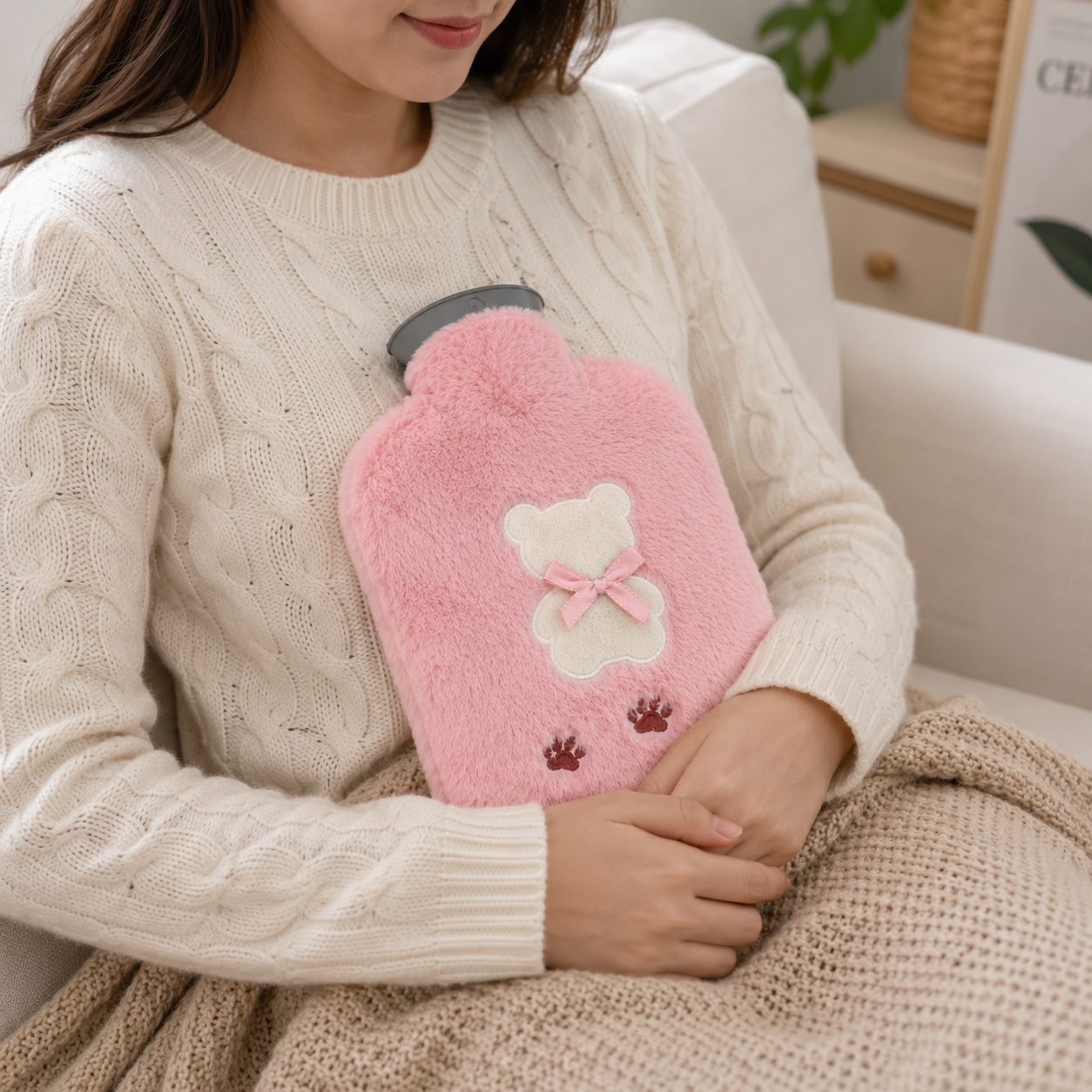 Pink Plush Hot Water Bag Cover (YM902)