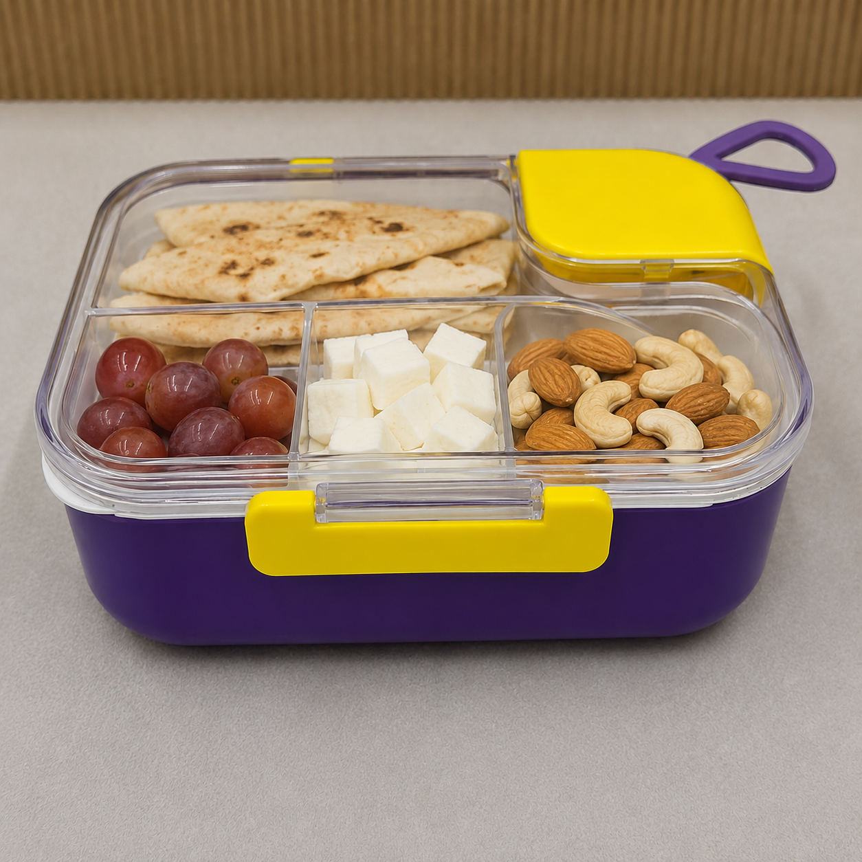 Stainless Steel Lunch Box with Fork & Spoon – Purple (YM2484)
