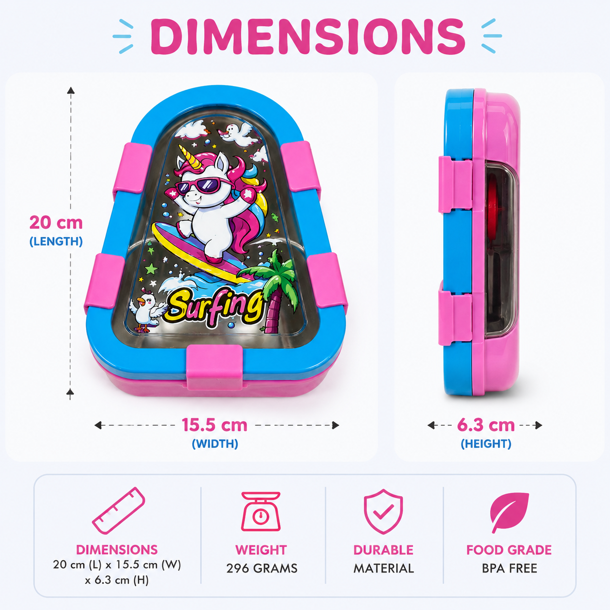 Kids Unicorn Surfing Lunch Box (YM2485)