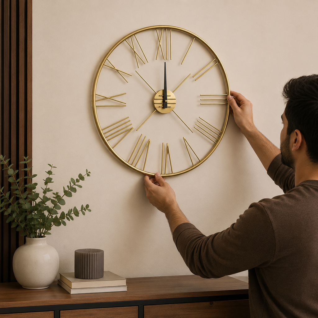 Gold Metal Roman Wall Clock (YM1094)