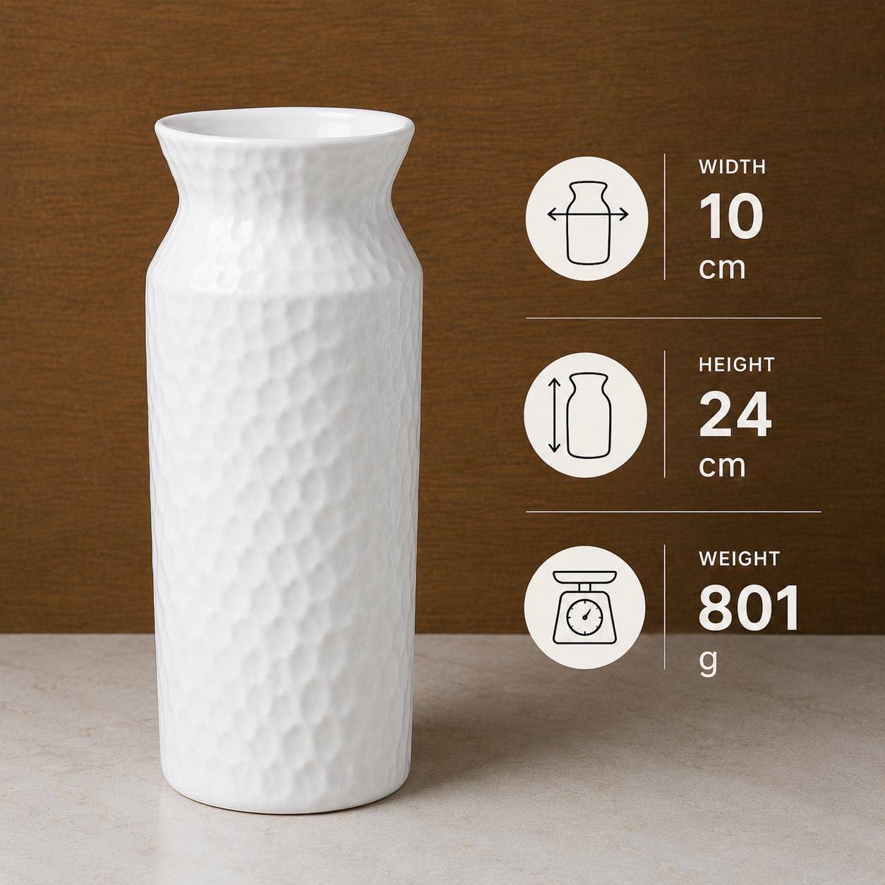 Textured White Ceramic Decorative Vase(YM2334)